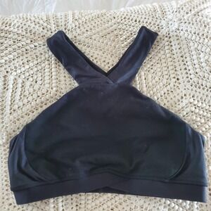 Fabletics Sports Bra Womens Large Black Crossback Cutout Longline Yoga